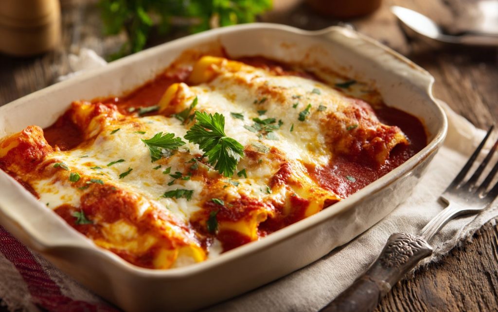 Cheesy Baked Manicotti