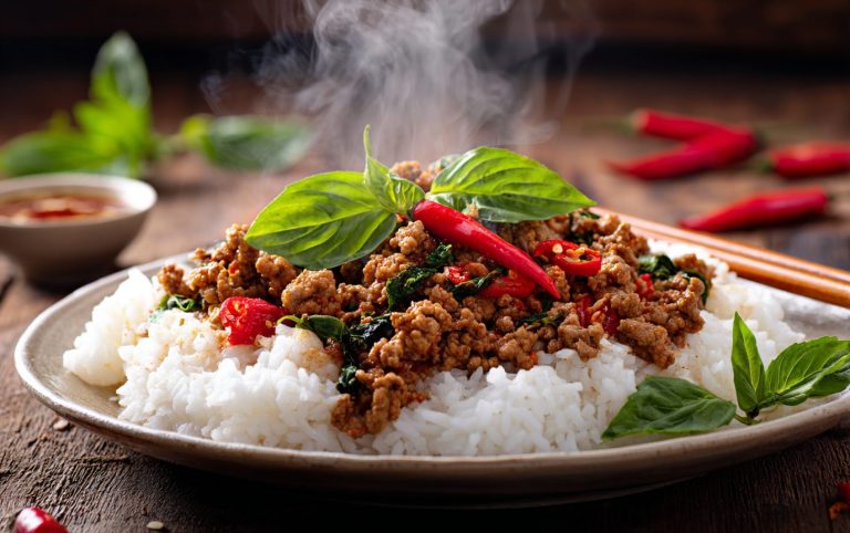 Thai Basil Chicken Rice Bowl