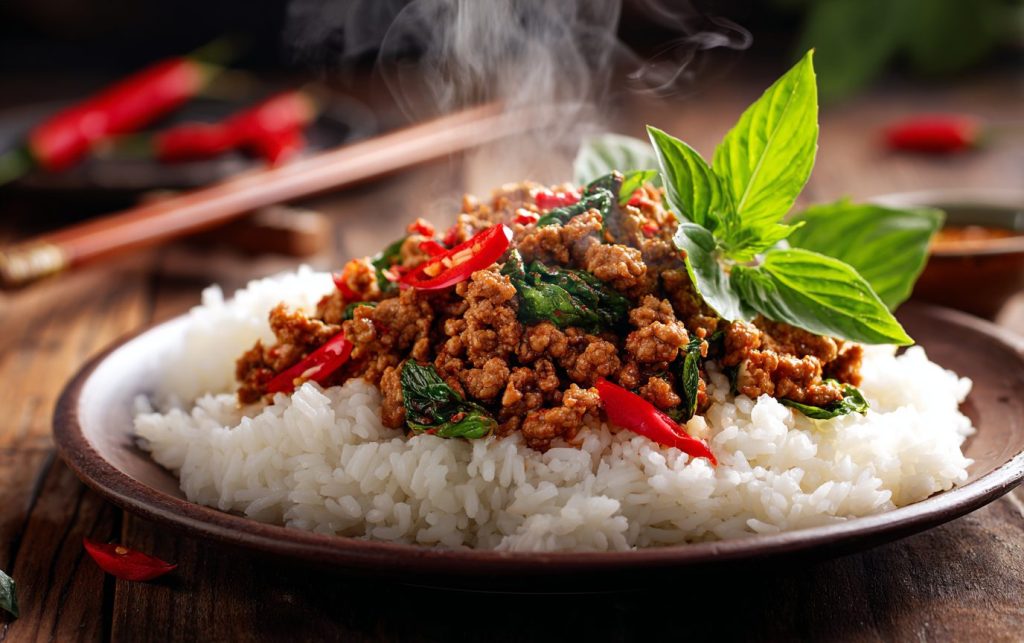 Thai Basil Chicken Rice Bowl